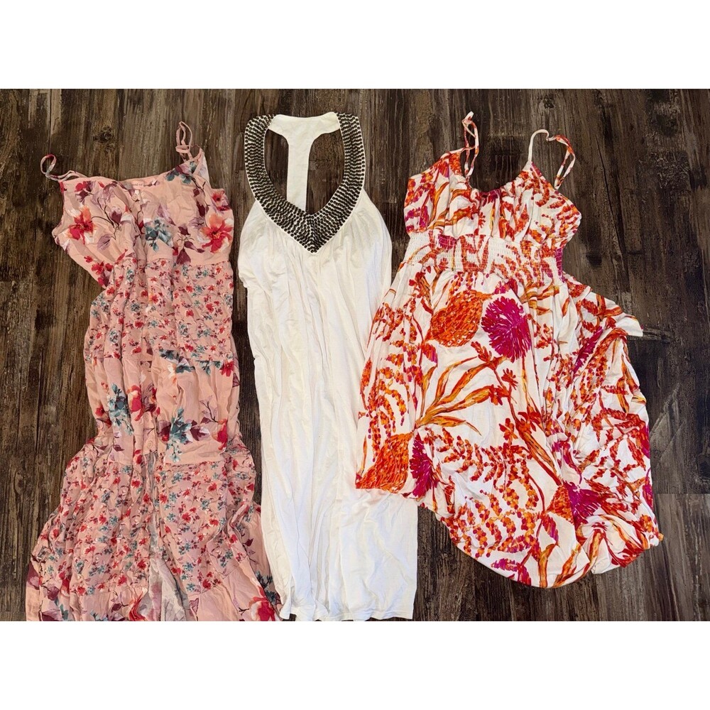 Lot of 3 Boho Maxi Dresses Size L Band of Gypsies City & Coco BraTops Floral
